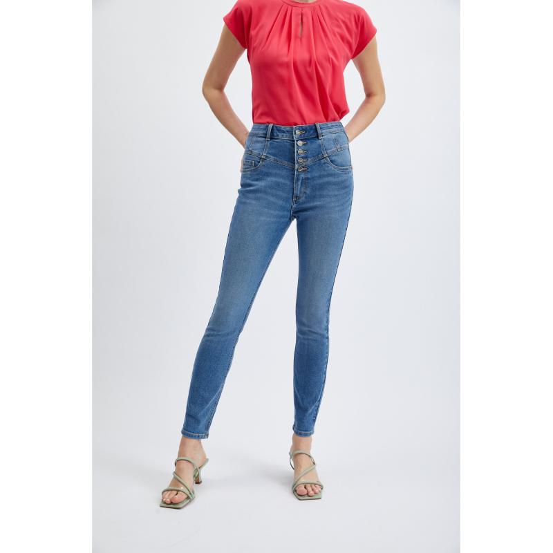 Modré dámske džínsy skinny fit
