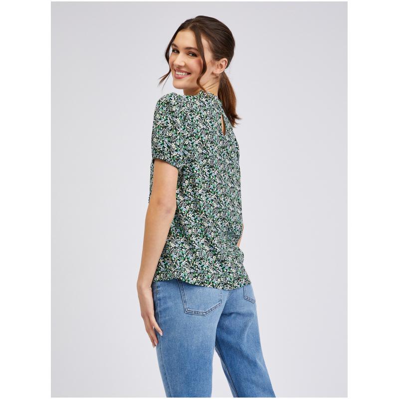 Zelená dámská vzorovaná halenka