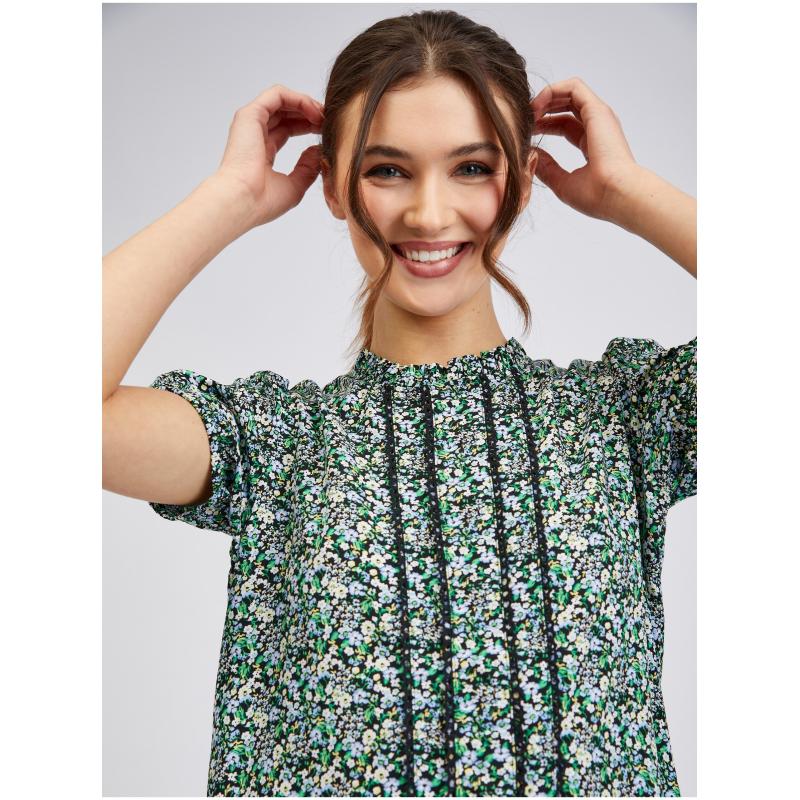 Zelená dámská vzorovaná halenka