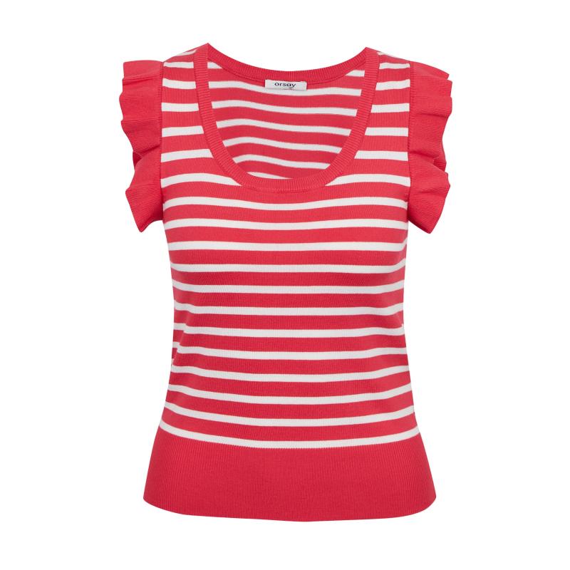 Bílo-růžové dámské pruhované tričko