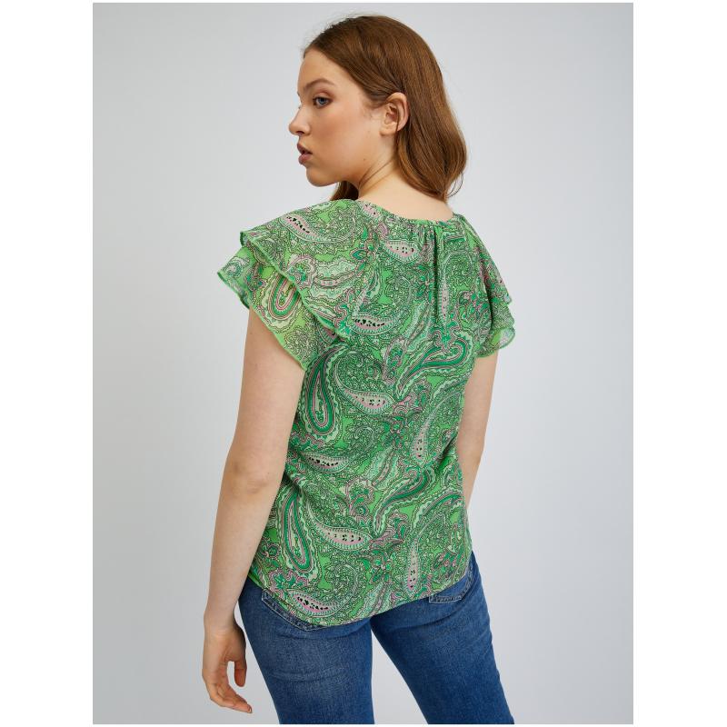 Zelená dámska vzorovaná blúzka