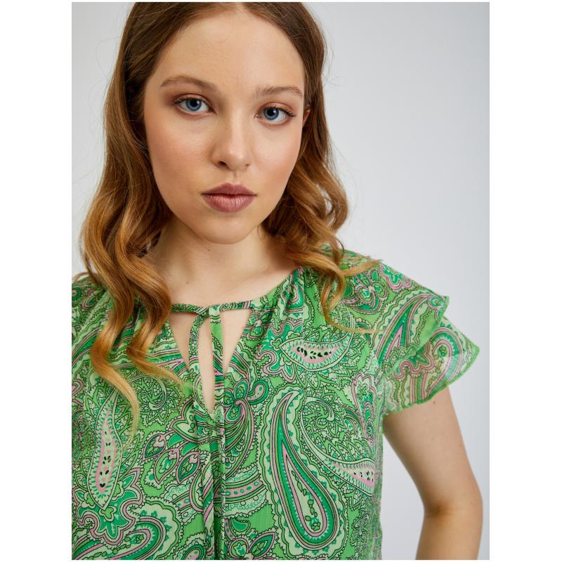 Zelená dámska vzorovaná blúzka