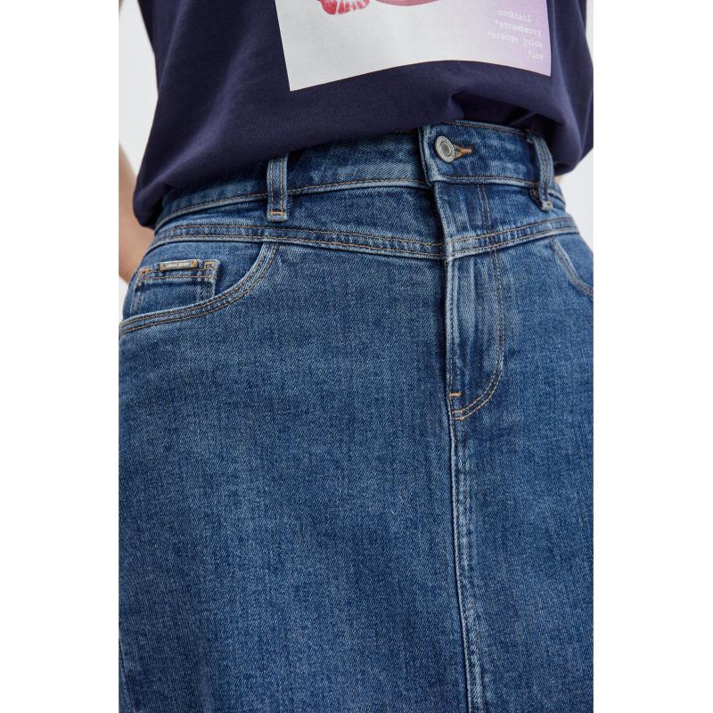 Modrá dámska džínsová sukňa