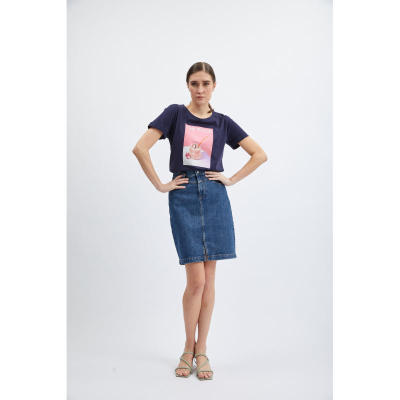 Modrá dámska džínsová sukňa