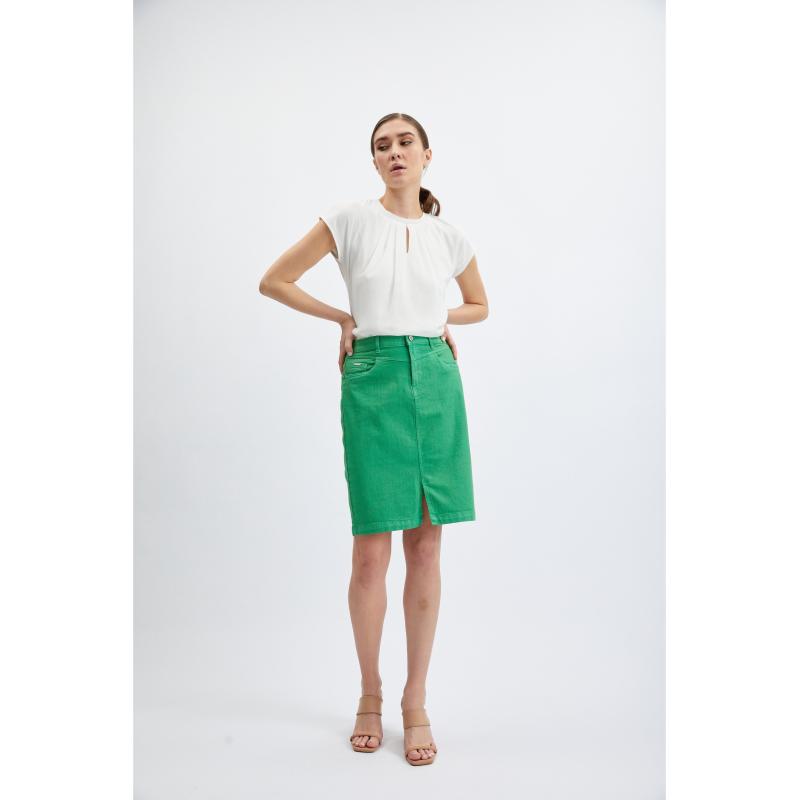 Zelená dámska džínsová sukňa