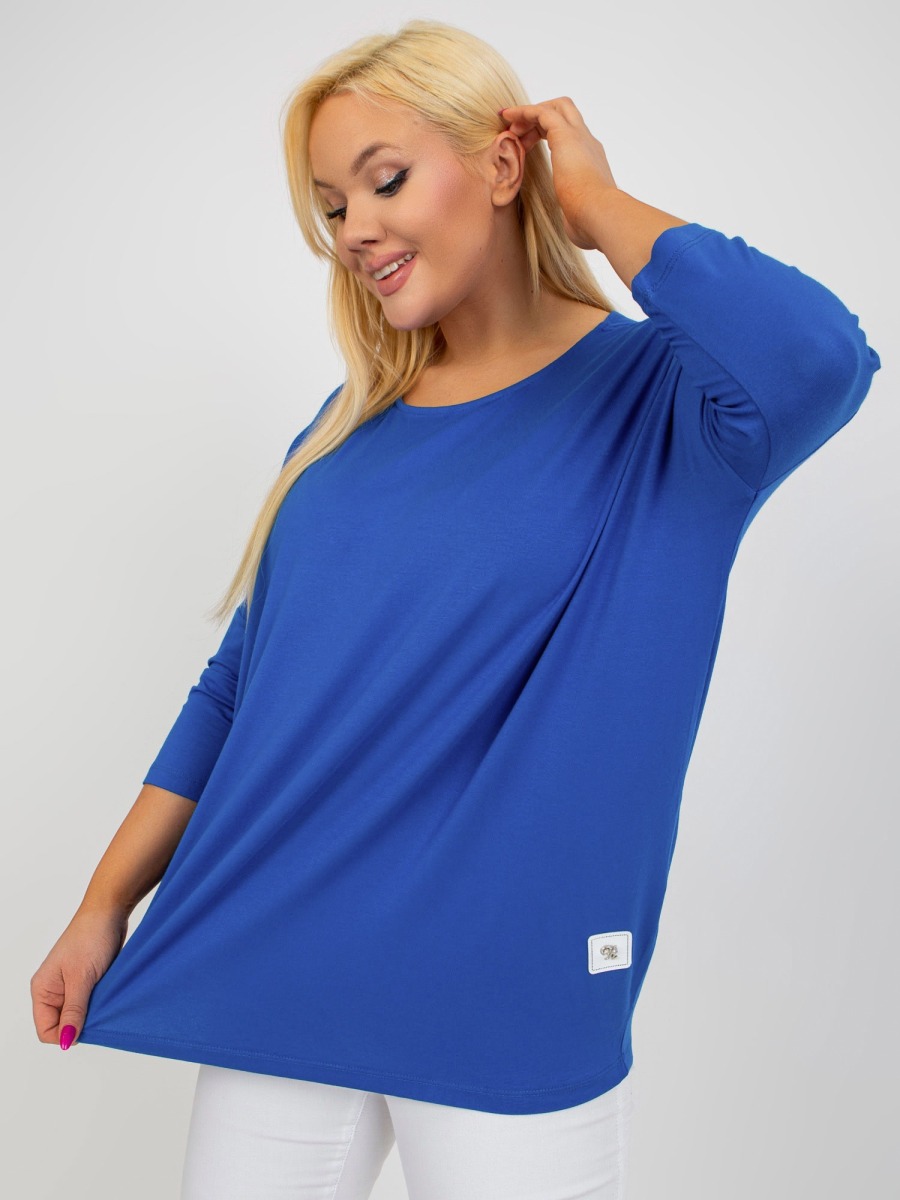Dámska blúzka plus size basic z viskózy GIGA tmavo modrá
