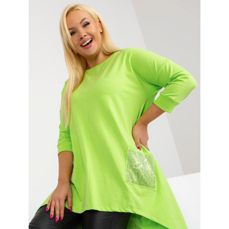 Dámská halenka s asymetrickým střihem plus size EKA limetkově zelená 