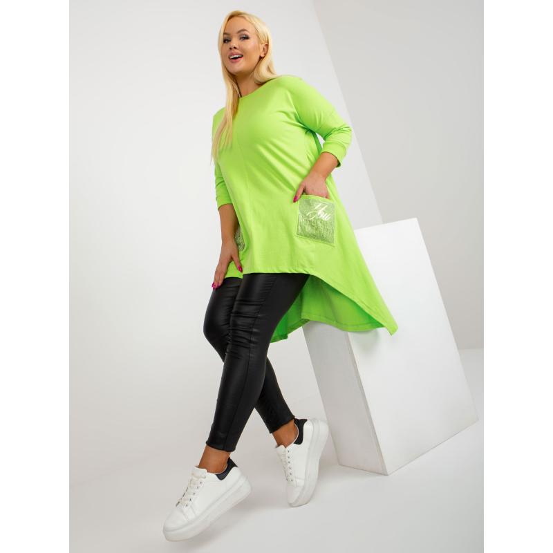 Dámska blúzka s asymetrickým strihom plus size EKA limetkovo zelená