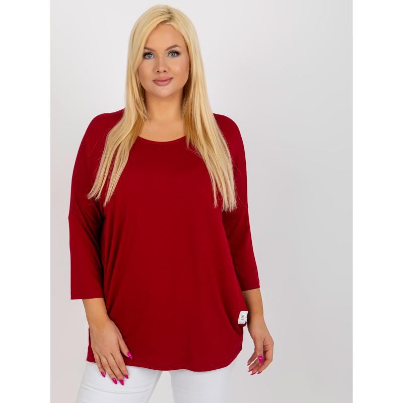 Dámská halenka s 3/4 rukávy plus size TREA bordó