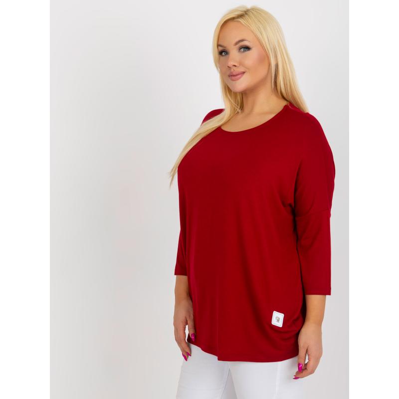 Dámská halenka s 3/4 rukávy plus size TREA bordó
