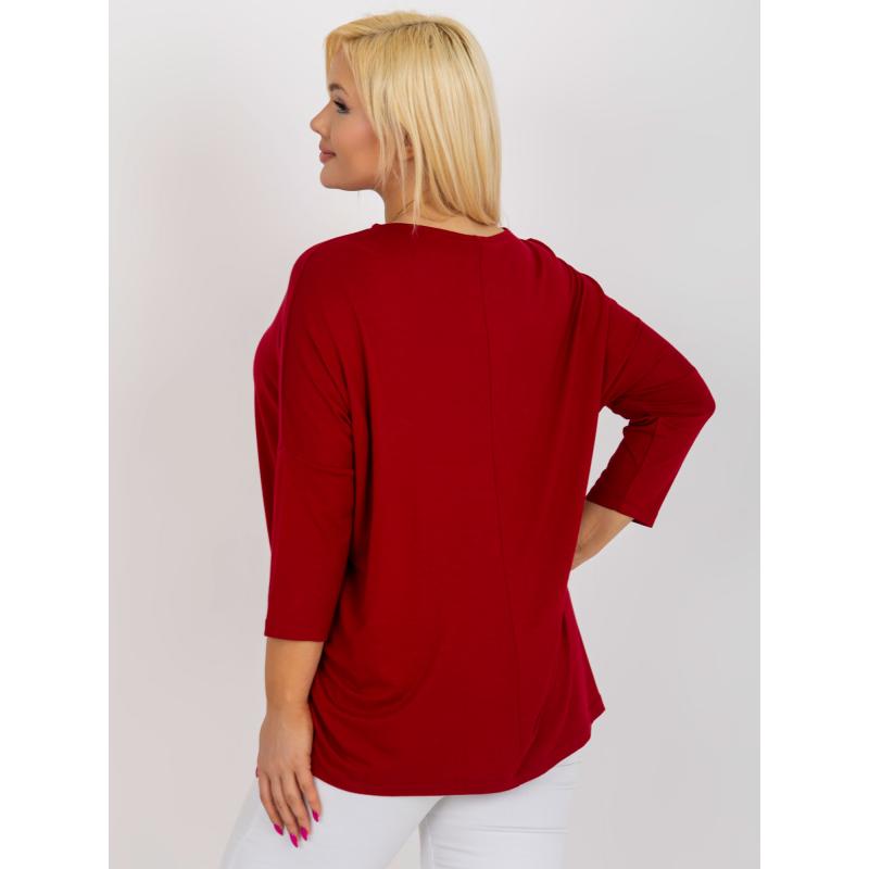 Dámská halenka s 3/4 rukávy plus size TREA bordó
