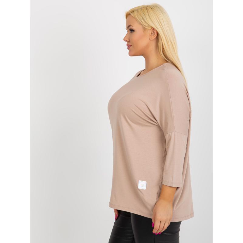 Női 3/4 ujjú, zsebes blúz plus size TEKA bézs női blúz plus size