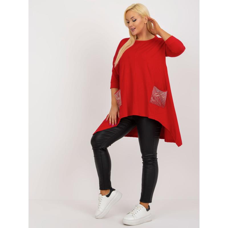 Dámska blúzka s 3/4 rukávmi plus size RITA červená