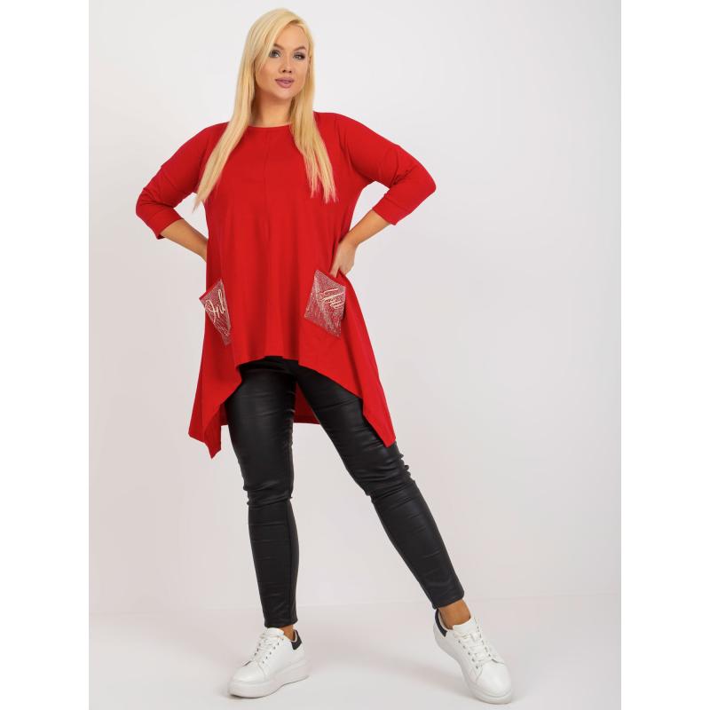 Dámska blúzka s 3/4 rukávmi plus size RITA červená
