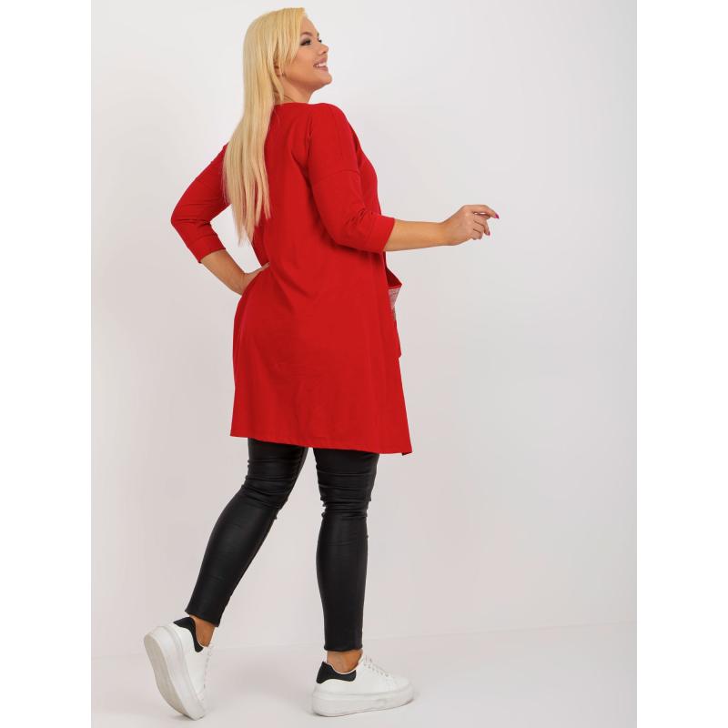 Dámska blúzka s 3/4 rukávmi plus size RITA červená