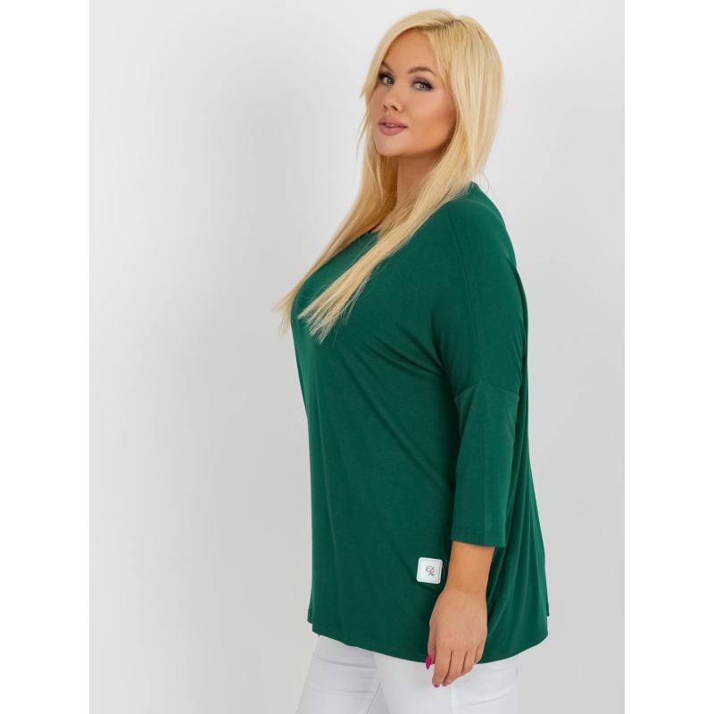 Dámská halenka s 3/4 rukávy plus size ASIA tmavě zelená