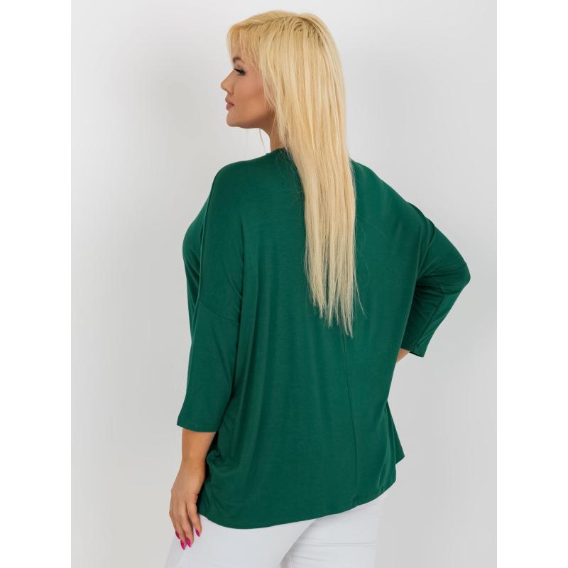 Dámská halenka s 3/4 rukávy plus size ASIA tmavě zelená