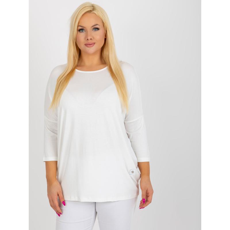 Dámská halenka basic s 3/4 rukávy plus size MODINA ecru