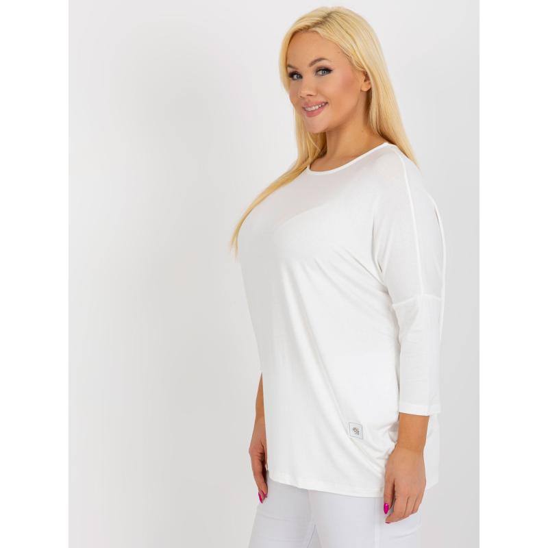 Dámská halenka basic s 3/4 rukávy plus size MODINA ecru