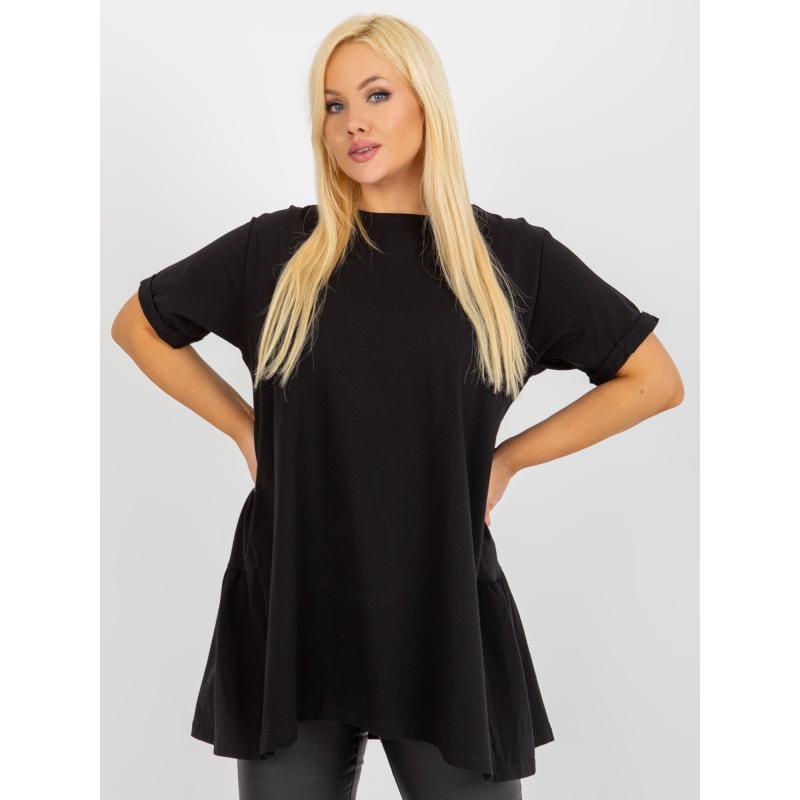 Dámska blúzka s volánikmi dlhá plus size GONA čierna