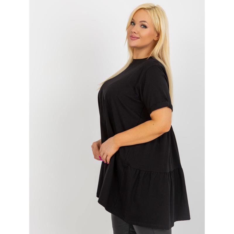 Dámska blúzka s volánikmi dlhá plus size GONA čierna