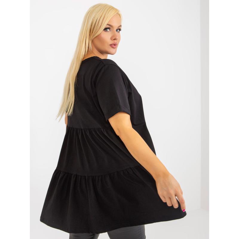 Dámska blúzka s volánikmi dlhá plus size GONA čierna