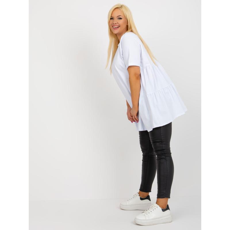 Dámska blúzka s volánikmi dlhá plus size GONA biela