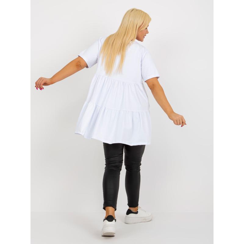 Dámska blúzka s volánikmi dlhá plus size GONA biela