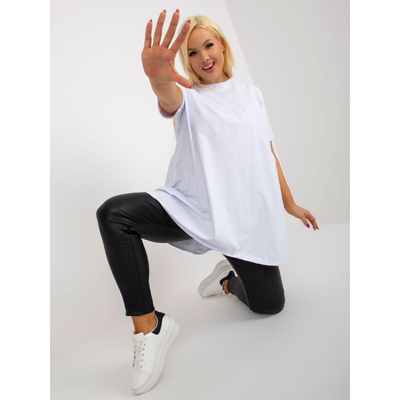 Dámska blúzka s volánikmi dlhá plus size GONA biela