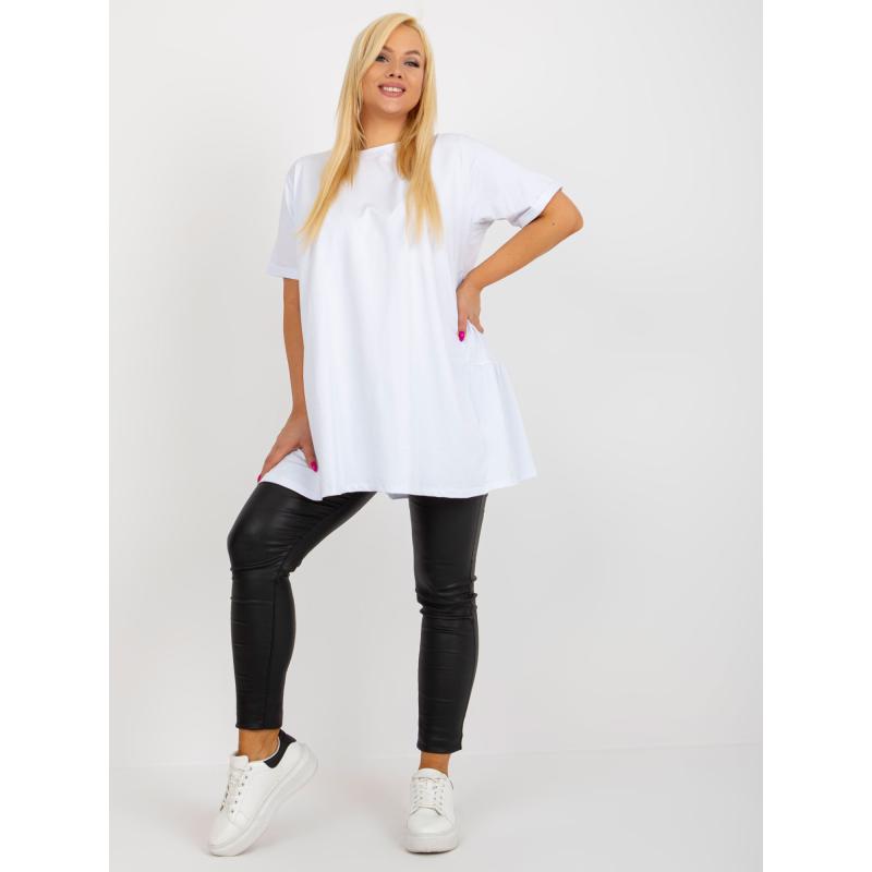 Dámska blúzka s volánikmi dlhá plus size GONA biela