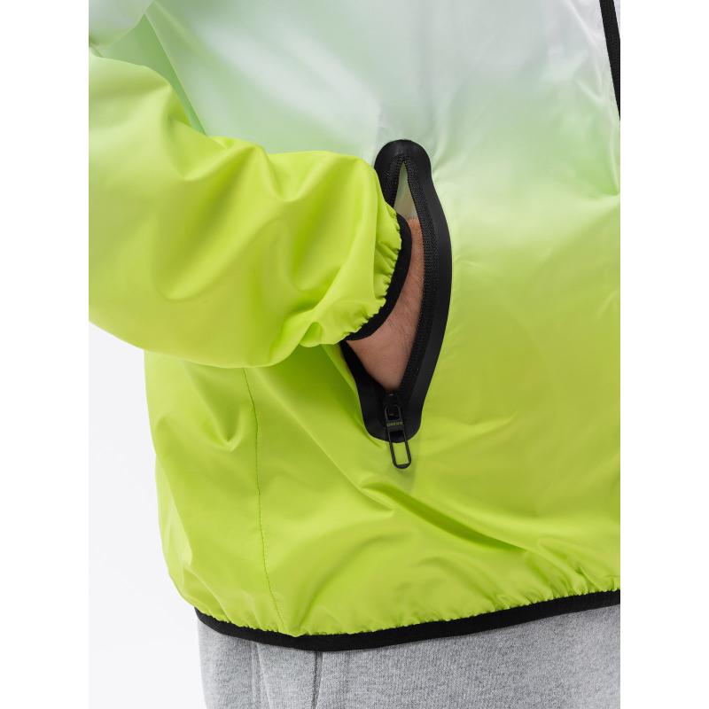 Pánská sportovní bunda s ombre efektem bílá a limetkově zelená V1 OM-JANP-0104