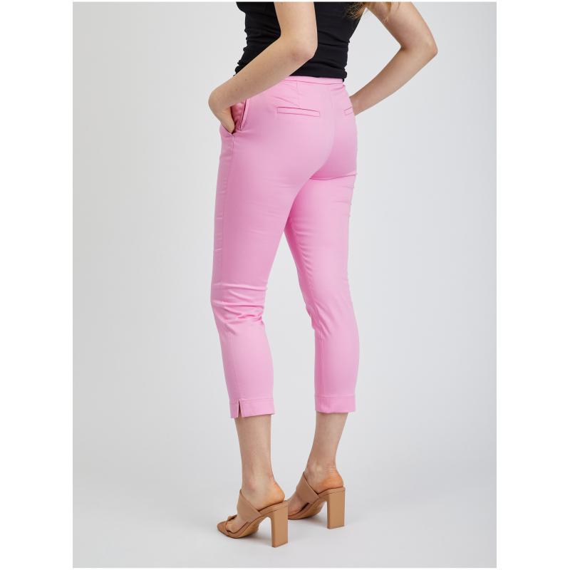 Ružové dámske orezané nohavice