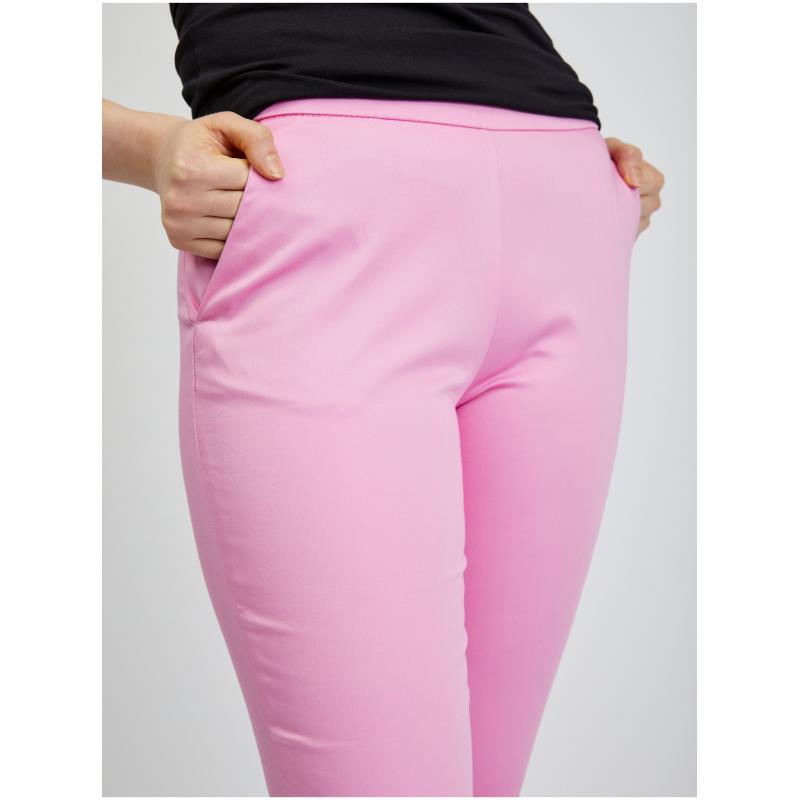 Ružové dámske orezané nohavice