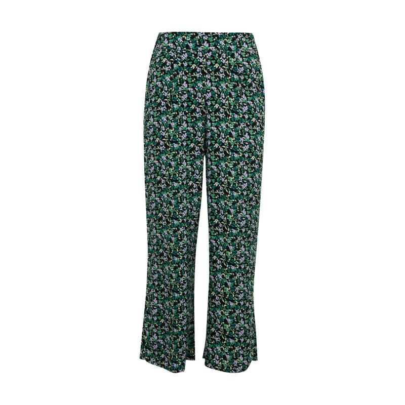 Fekete és zöld női virágos, rövidnadrág