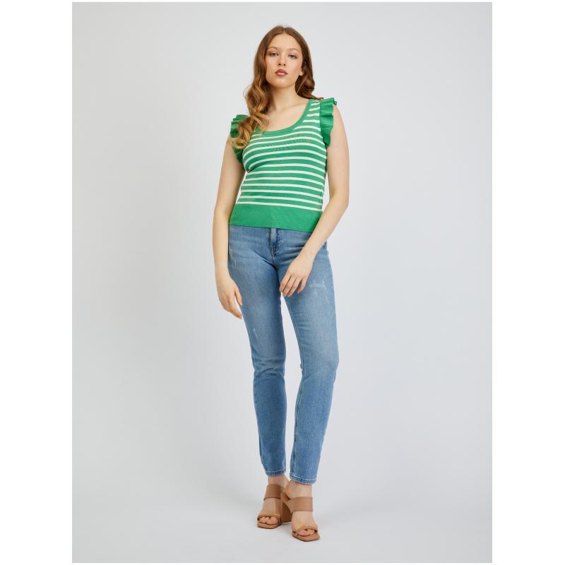 Fehér és zöld női csíkos ing