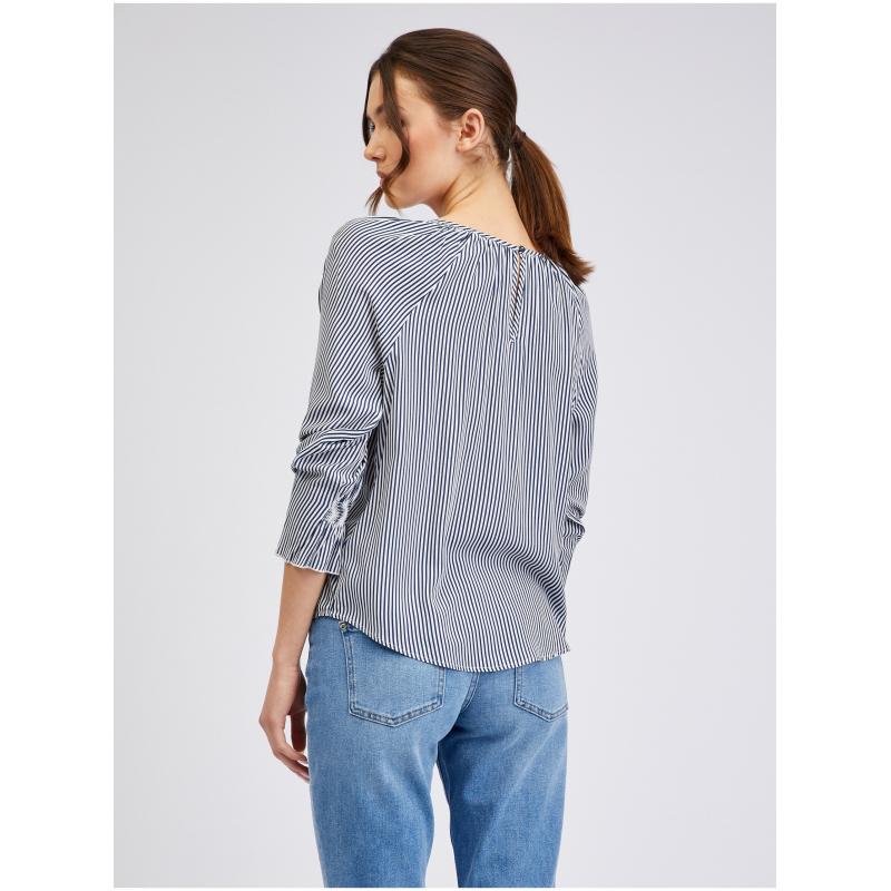Sötétkék női csíkos blúz