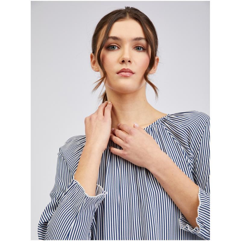 Sötétkék női csíkos blúz