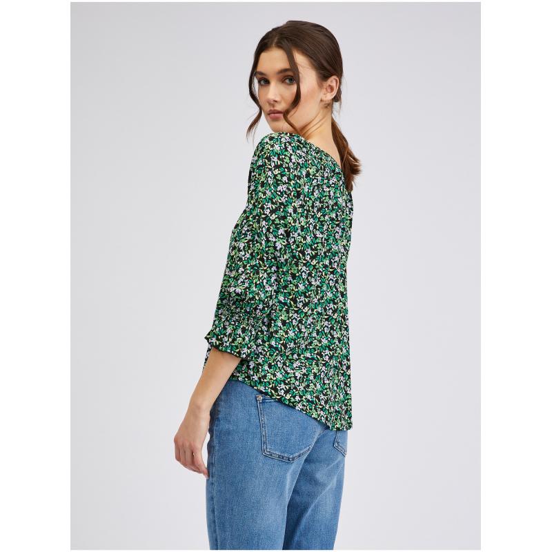 Zelená dámská vzorovaná halenka