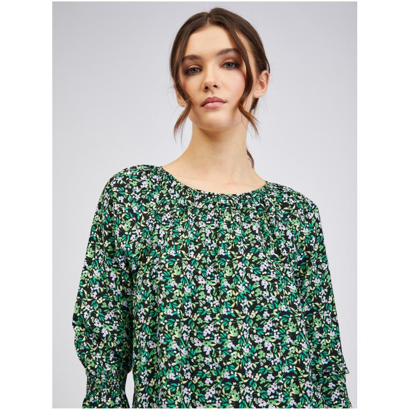 Zelená dámská vzorovaná halenka