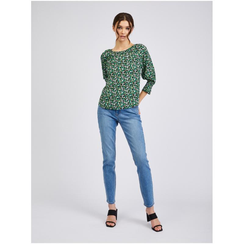 Zelená dámská vzorovaná halenka