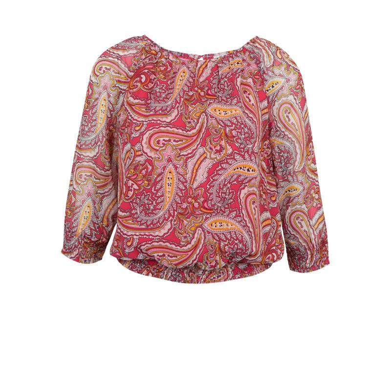 Piros és rózsaszín női mintás blúz