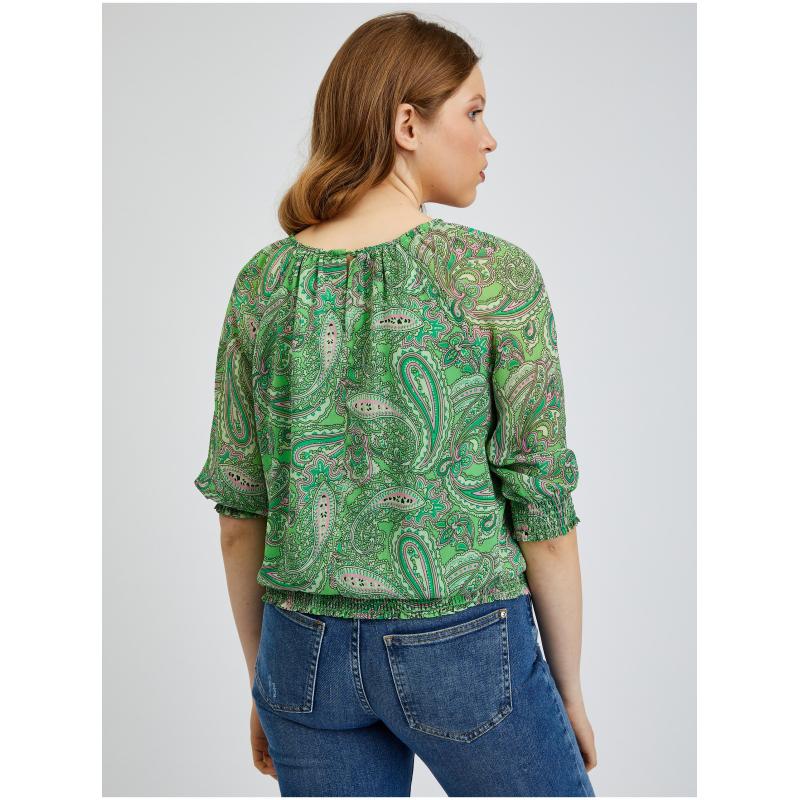 Zelená dámska vzorovaná blúzka