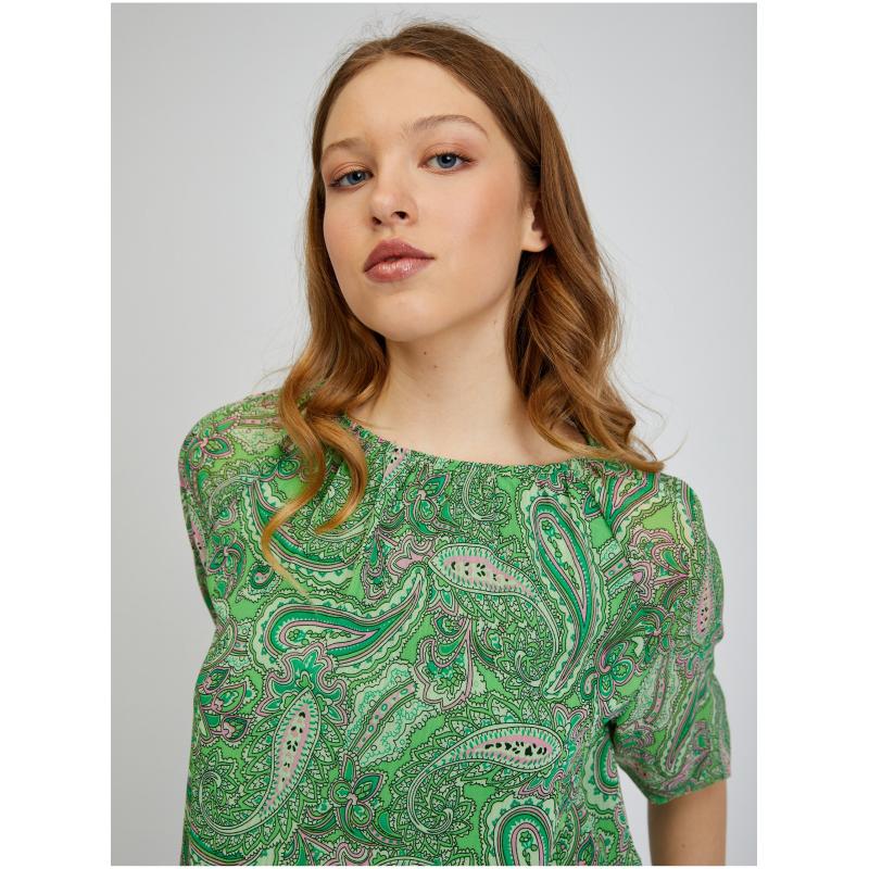 Zelená dámska vzorovaná blúzka