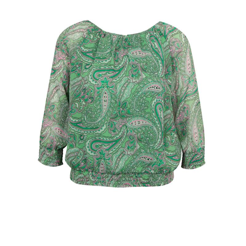 Zelená dámska vzorovaná blúzka