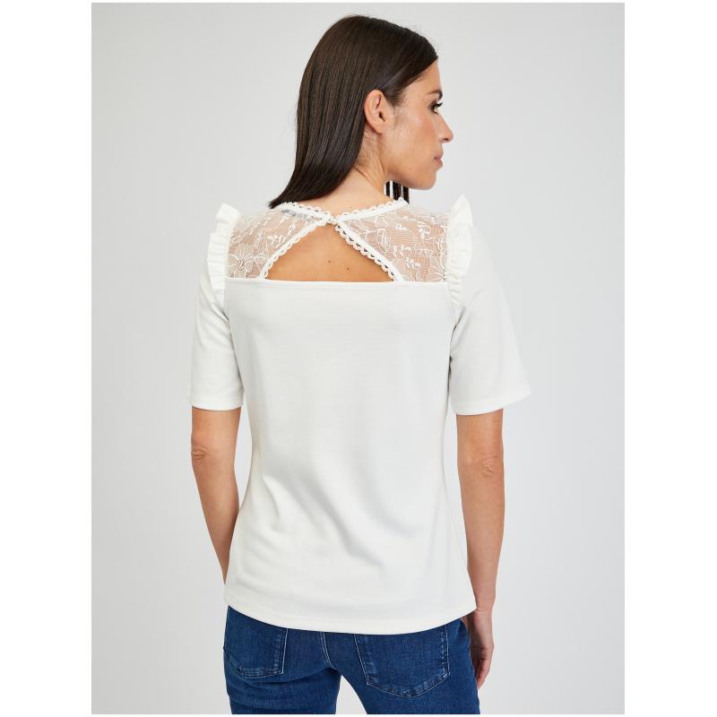 Bílé dámské tričko s průstřihem na zádech