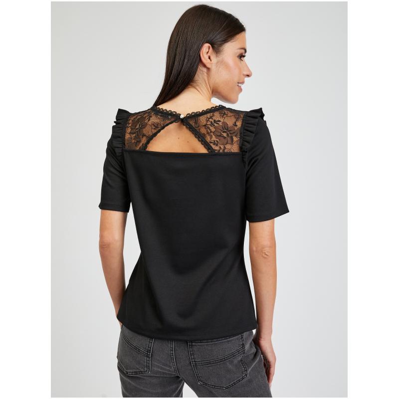 Čierna dámska košeľa s rozparkom na chrbte