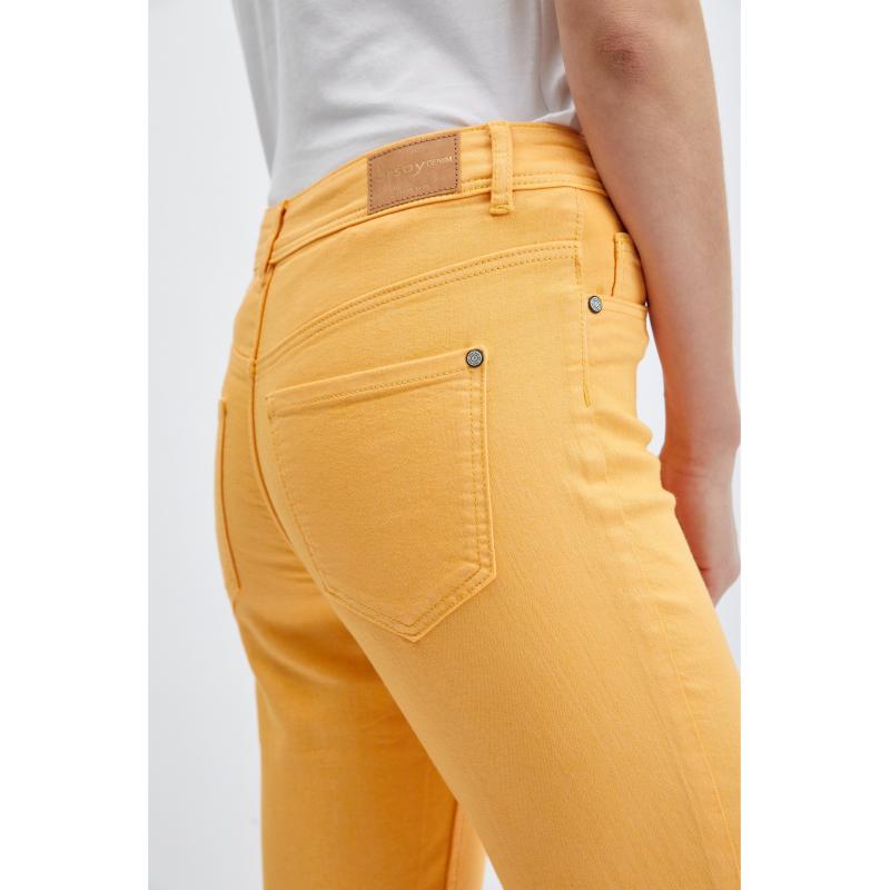 Oranžové dámské zkrácené skinny fit džíny