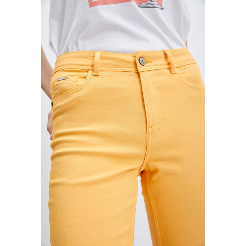 Oranžové dámské zkrácené skinny fit džíny