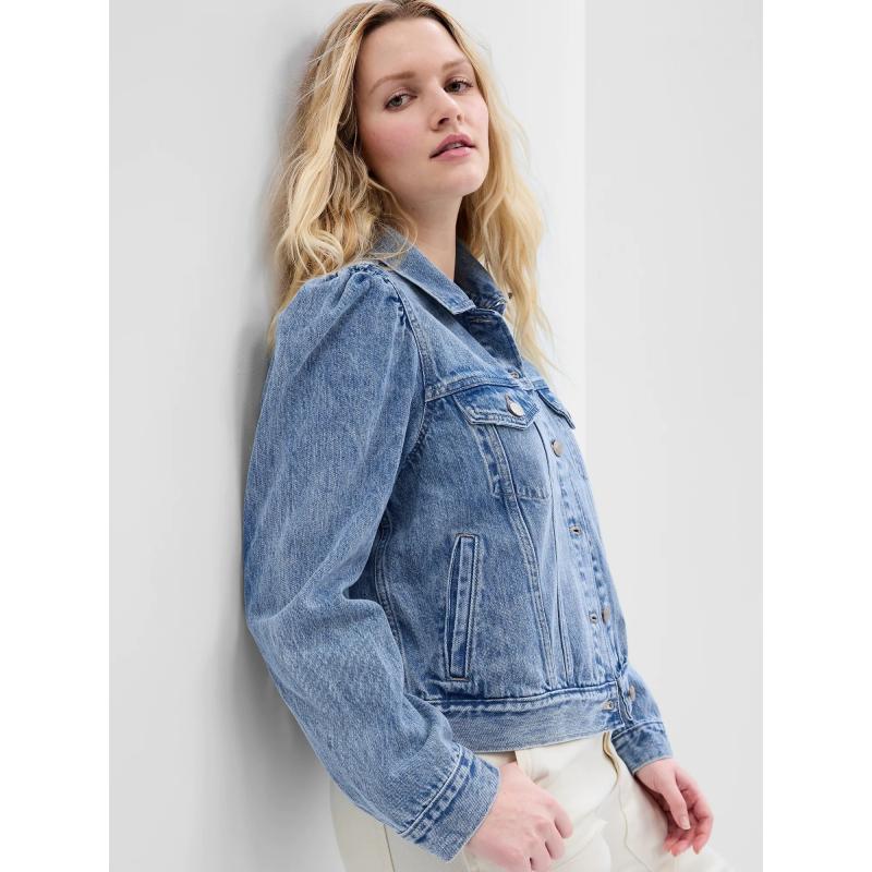Džínová bunda s nabíranými rukávy