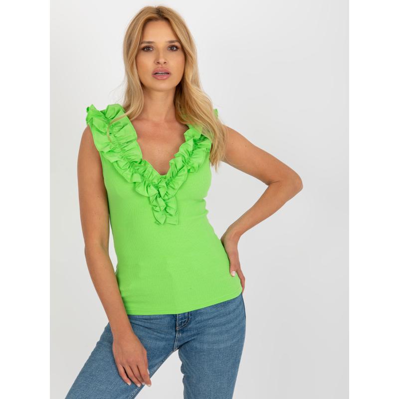 Dámský top s volánky ZEBRA světle zelený